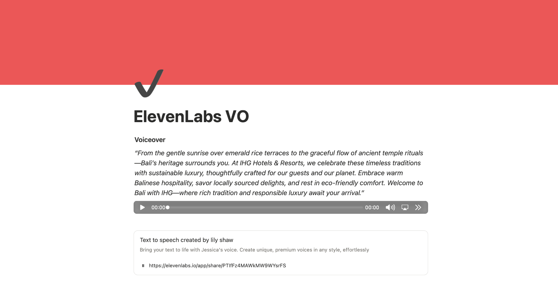 ElevenLabs voiceover screenshot